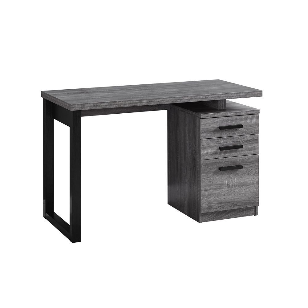 Monarch Specialties Computer Desk – 48 Inch L Grey Black Left Or Right Within Left Facing Shelf Gray Modern Desks (View 5 of 15)