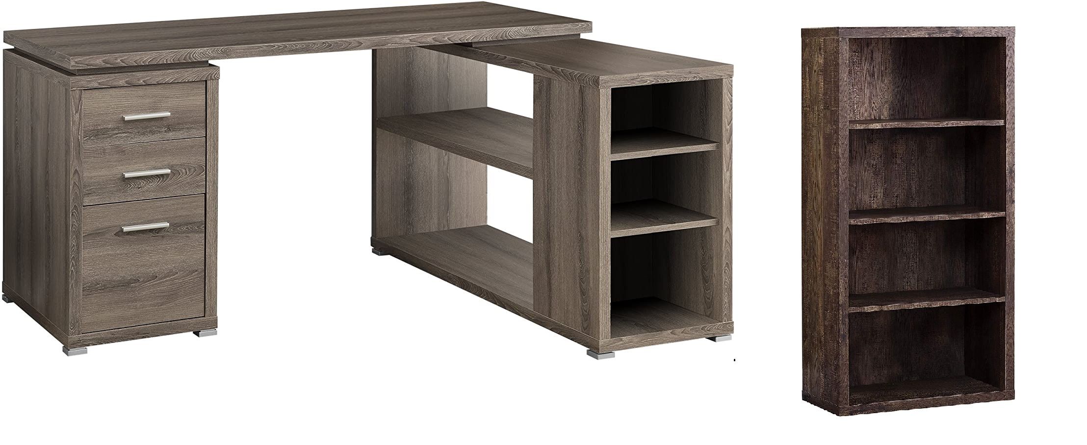 Monarch Specialties Hollow Core Left Or Right Facing Corner Desk, With With Left Facing Shelf Gray Modern Desks (View 15 of 15)