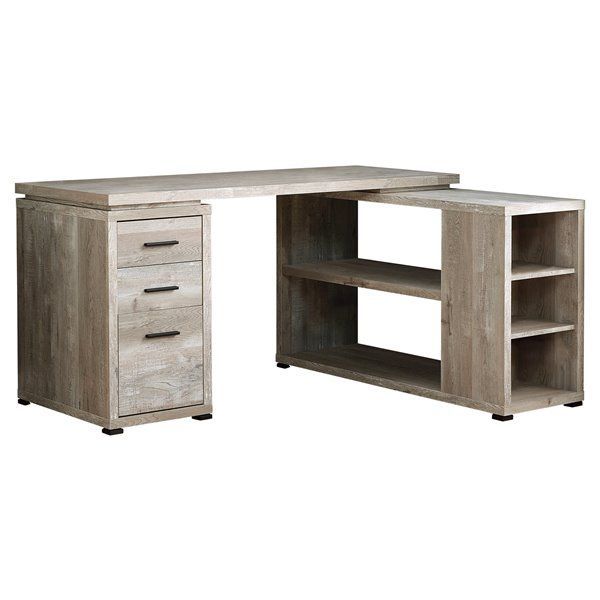 Monarch Specialties – Taupe Reclaimed Wood Left Or Right Facing Corner With Regard To Left Facing Shelf Gray Modern Desks (View 6 of 15)
