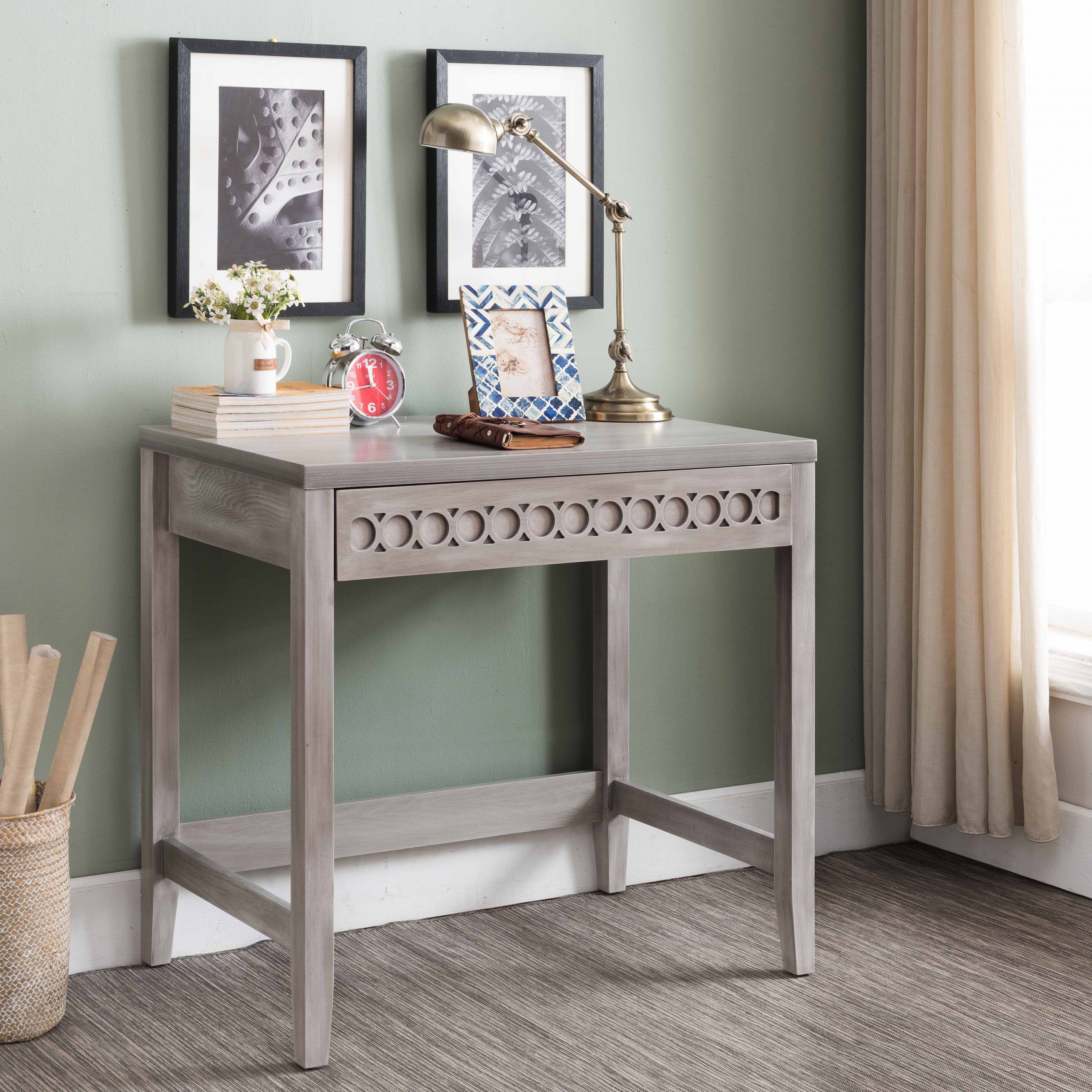 Morris Wash Grey Wood Desk With Drawer – 2kfurniture Throughout Gray Wash Wood Writing Desks (View 7 of 15)