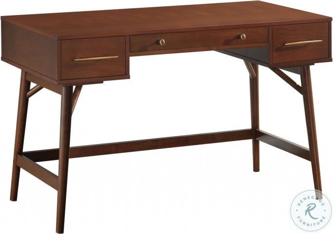 Mugga Walnut Writing Desk From Coaster (800744) | Coleman Furniture For Walnut Rubberwood Desks (View 10 of 15)