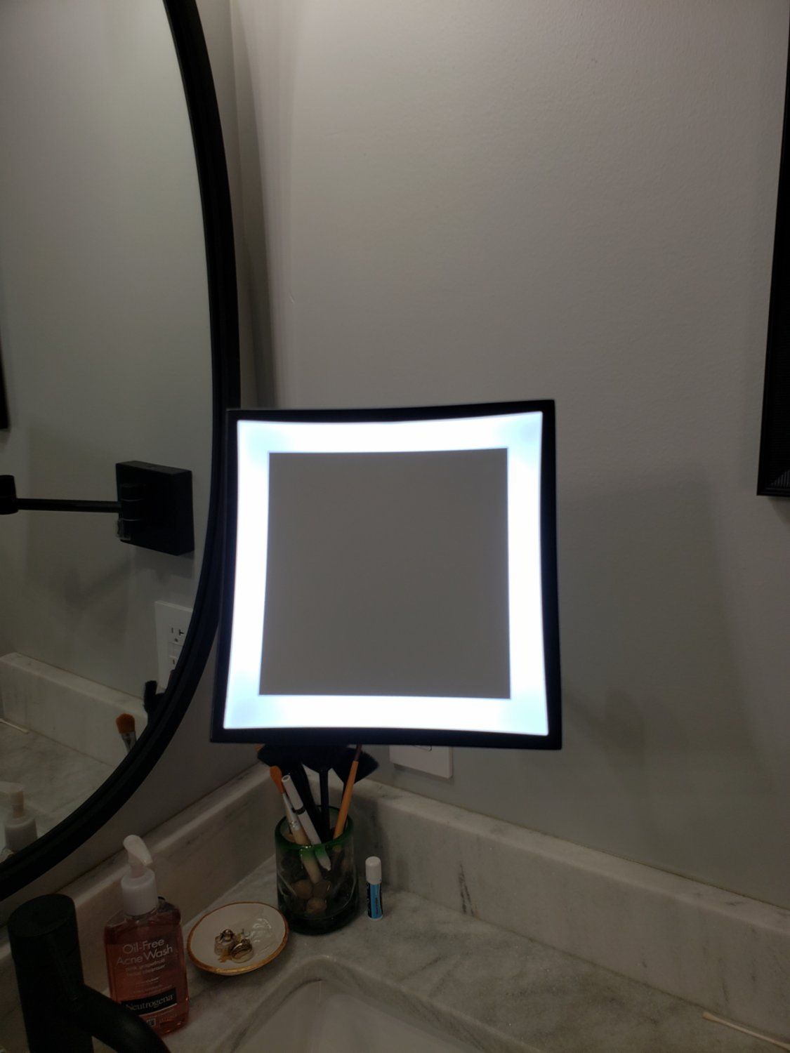Nameeks Ar7701 Blk 5xnameek's Glimmer Matte Black Square Wall Pertaining To Edge Lit Square Led Wall Mirrors (View 7 of 15)