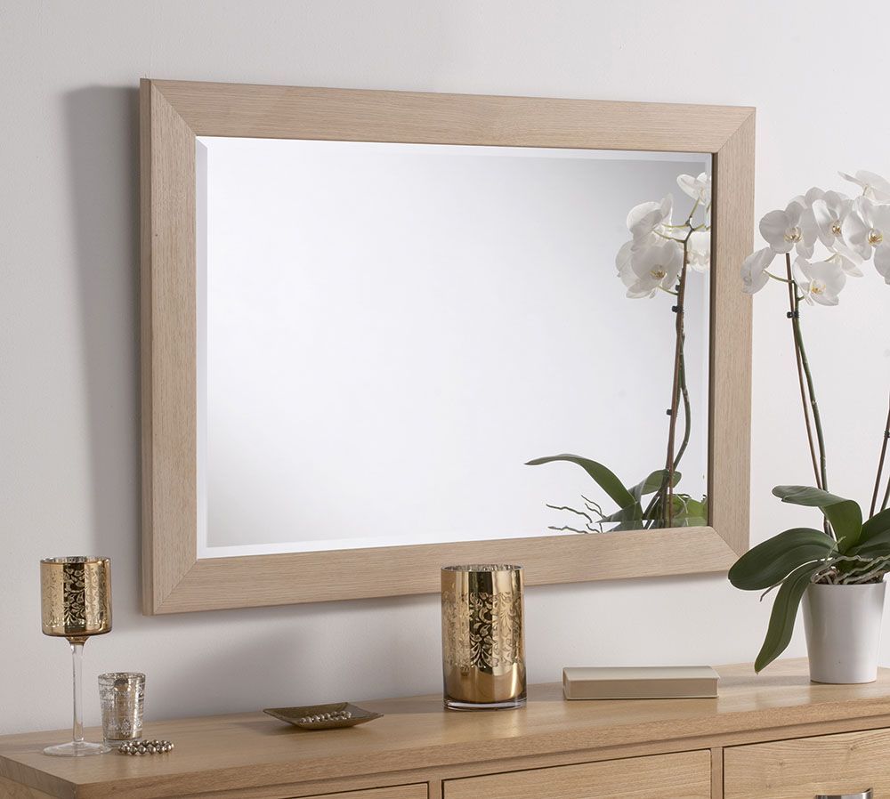 Natural Oak 46" X 36" Mirror | Mirrors | Hills Furniture Store With Regard To Natural Oak Veneer Wall Mirrors (View 1 of 15)