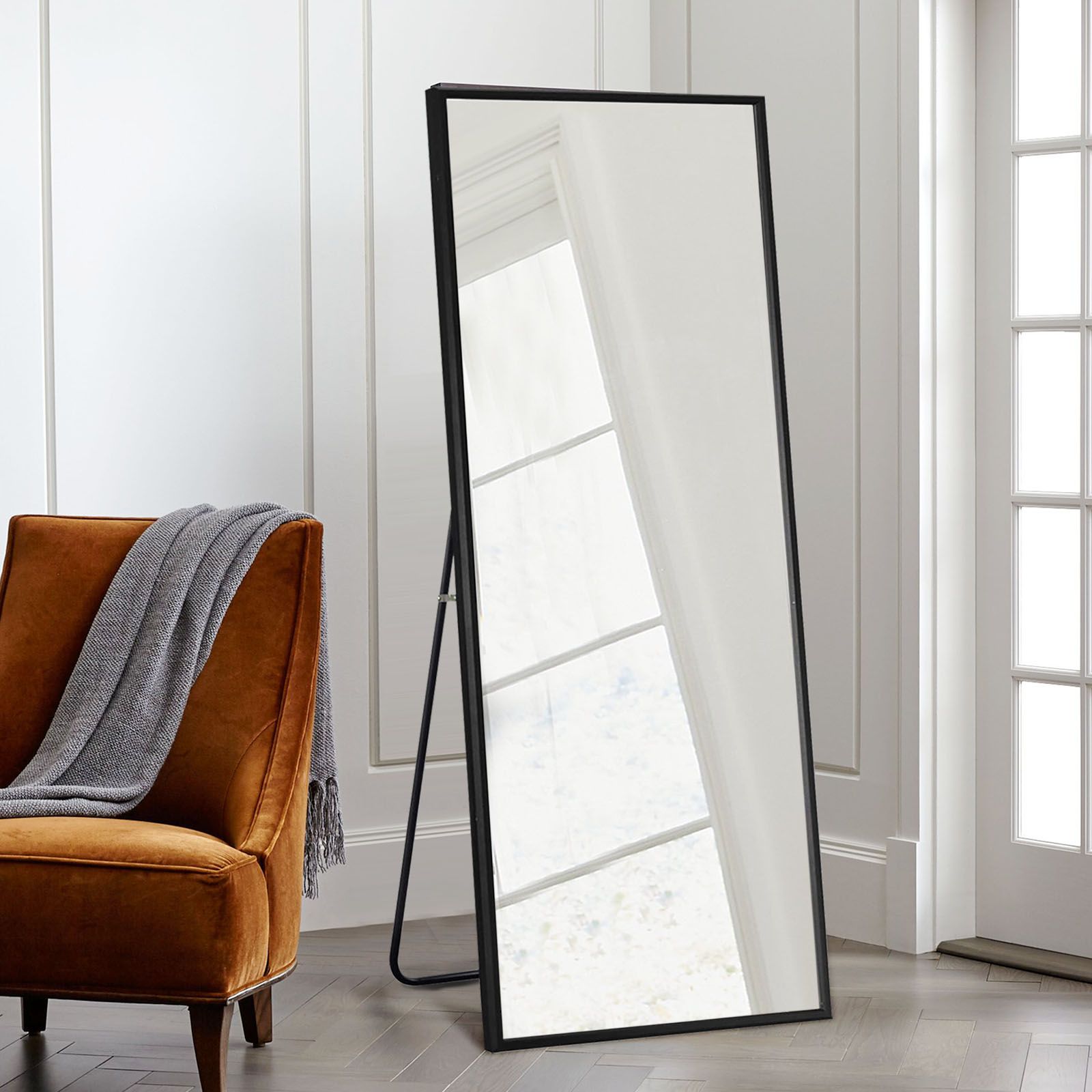Neutype Full Length Mirror Floor Mirror With Stand Large Wall Mounted Intended For Square Oversized Wall Mirrors (View 2 of 15)