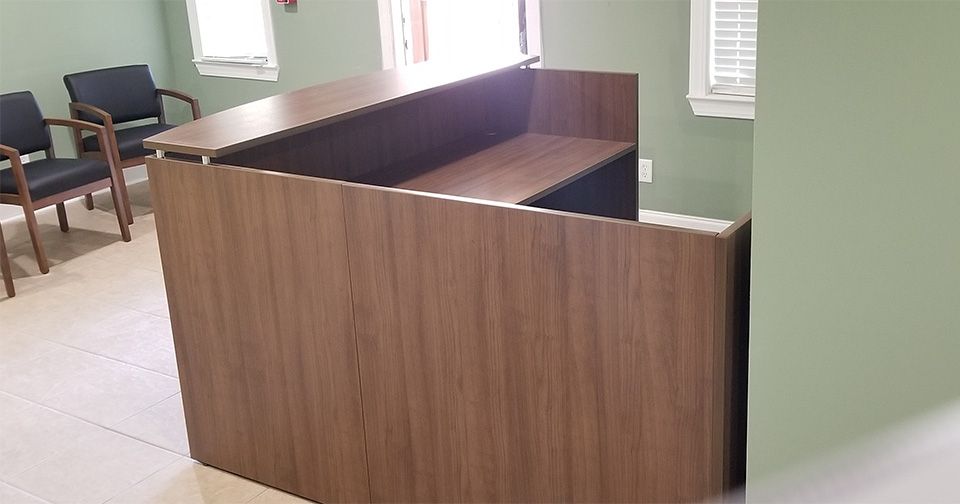 New Business Chooses Modern Walnut Reception Desk – Office Furniture With Dark Walnut Desks And Chair Set (Photo 11 of 15)