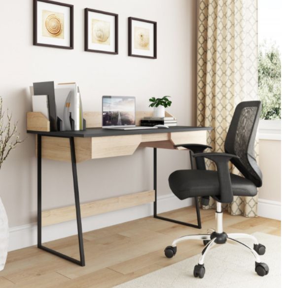 New Sainsbury Black And Oak Computer Desk – Hills Office Furniture Within Black Finish Modern Computer Desks (View 14 of 15)