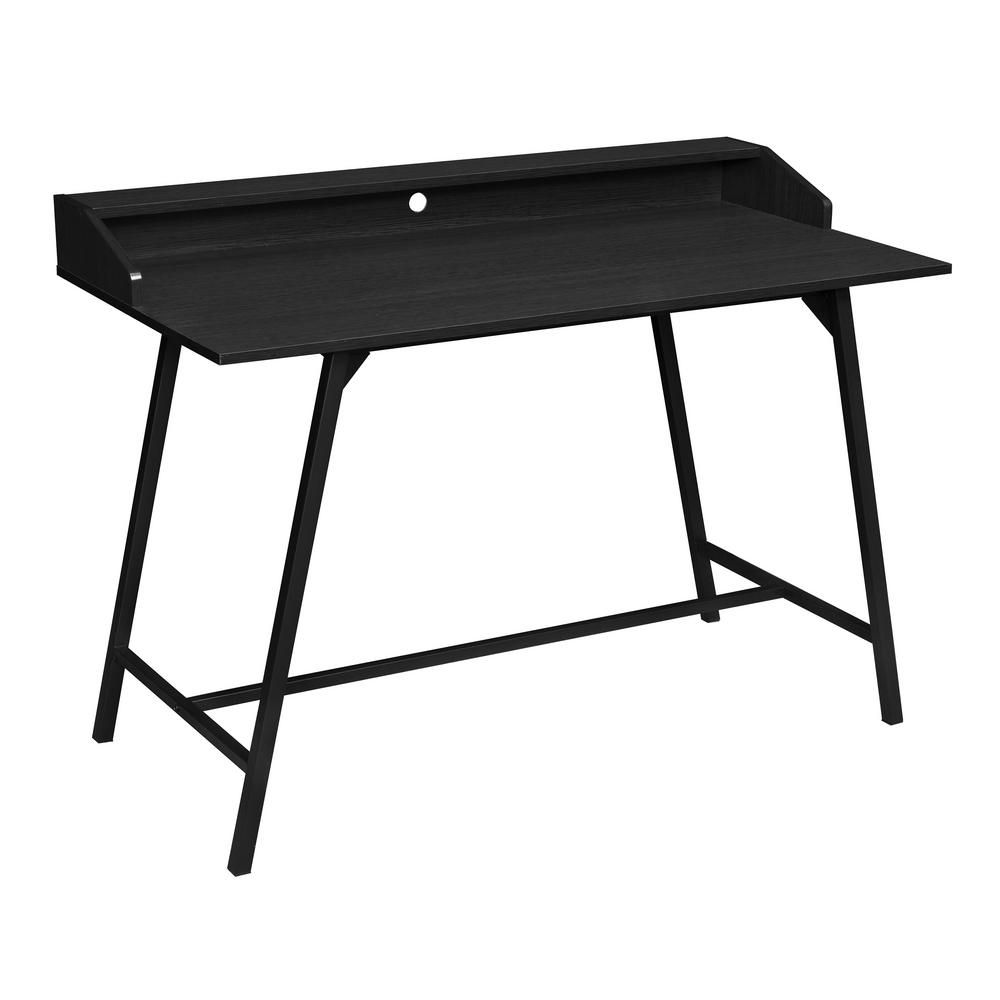 Niche Soho Ebony 2 Tier Office Desk With Black Metal Frame Nstd4724eb Throughout Black Wood And Metal Office Desks (Photo 7 of 15)