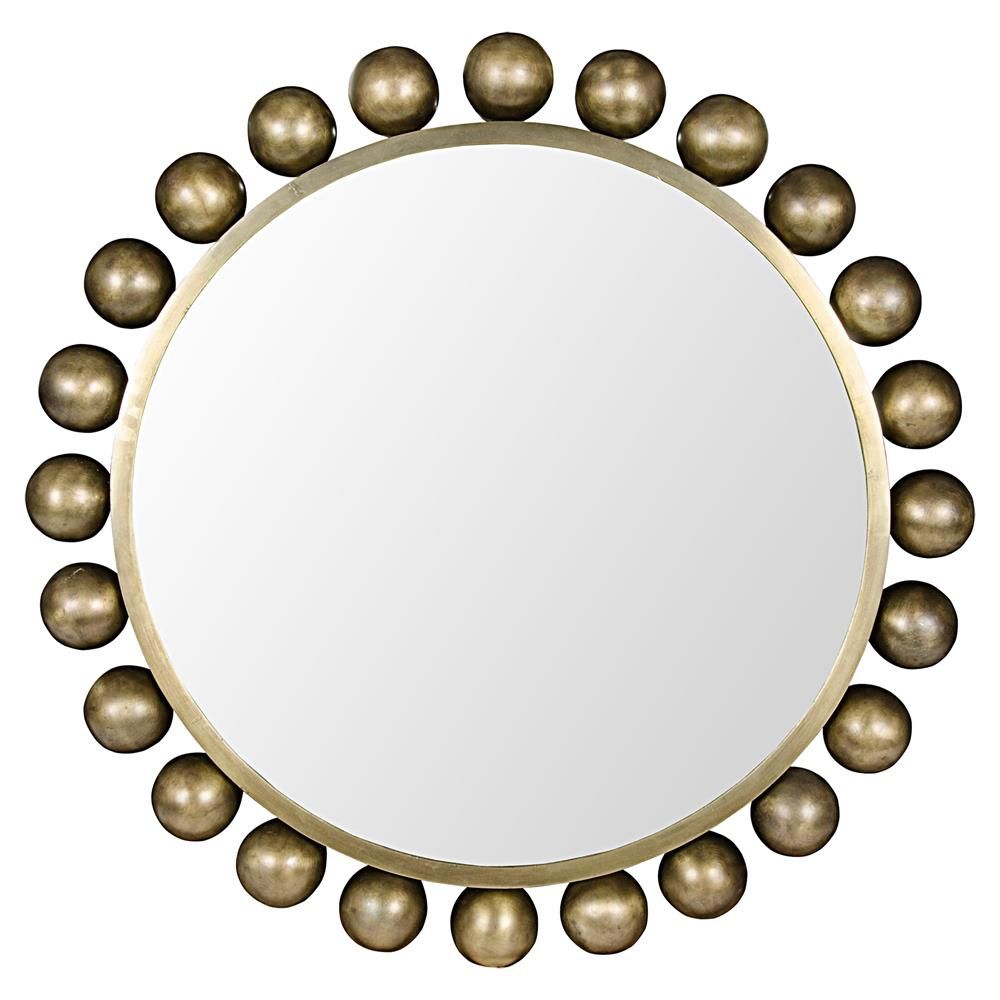 Noir Cooper Modern Antique Brass Metal Orb Accent Wall Mirror Intended For Antique Brass Wall Mirrors (View 13 of 15)