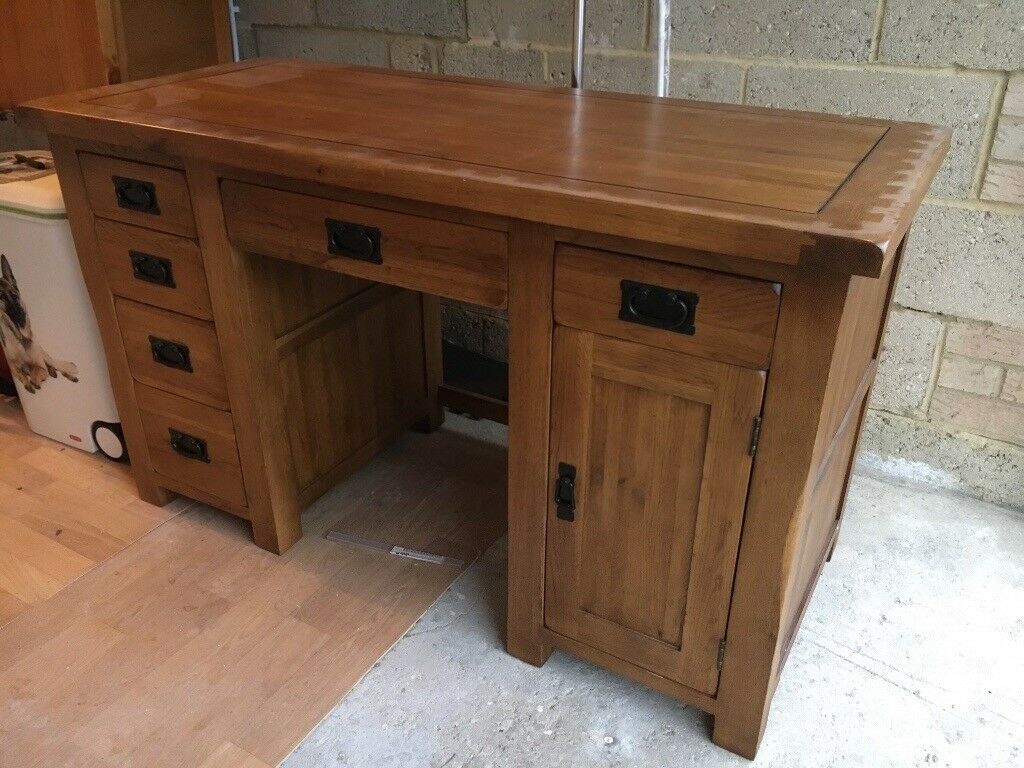 Oak Desk | In Hedge End, Hampshire | Gumtree With Regard To Dark Toasted Oak 3 Drawer Writing Desks (Photo 9 of 15)