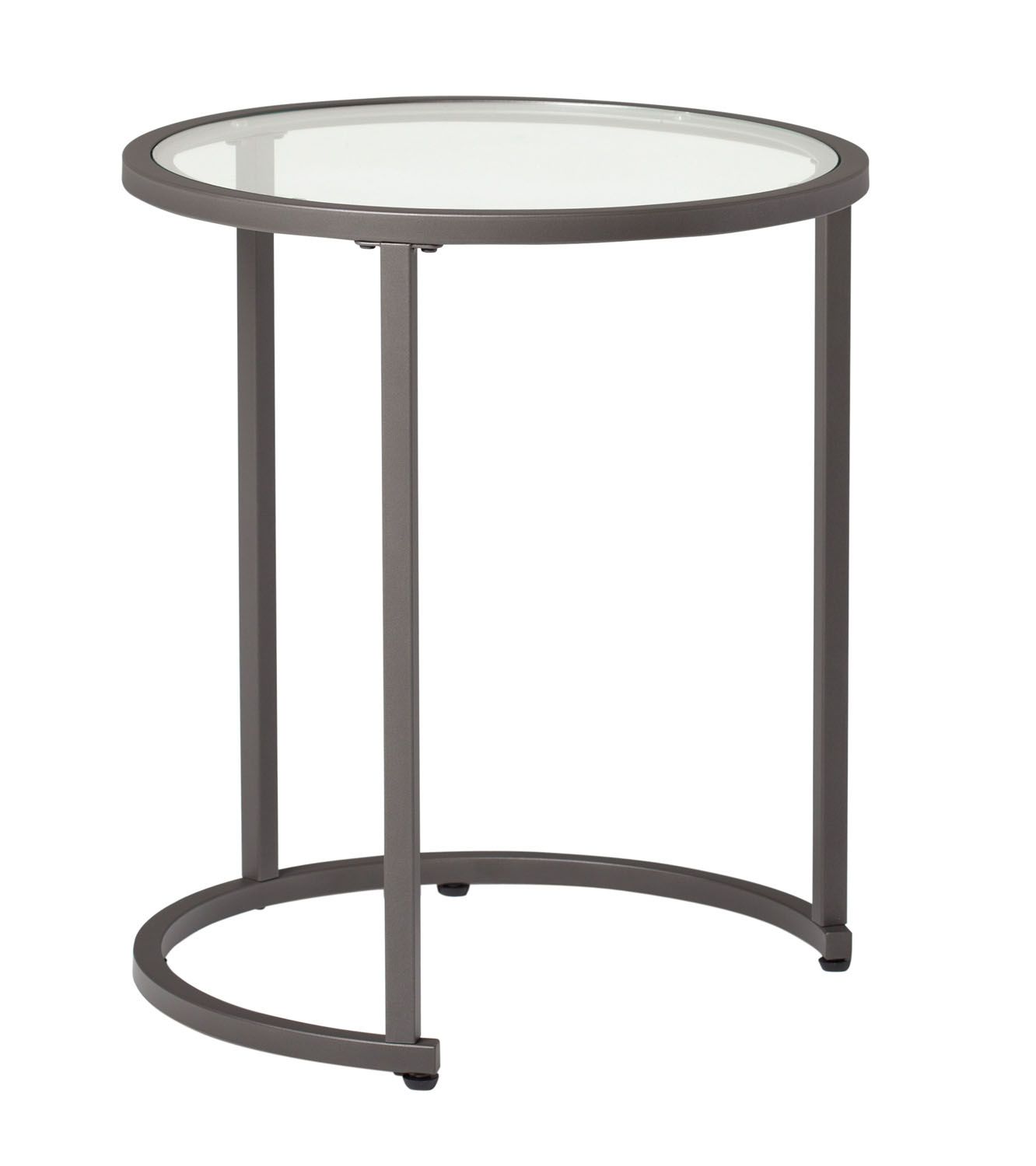 Offex Modern Glass Round Nesting Tables In Pewter 20 Inches – Walmart With Regard To Glass And Pewter Rectangular Desks (View 3 of 15)