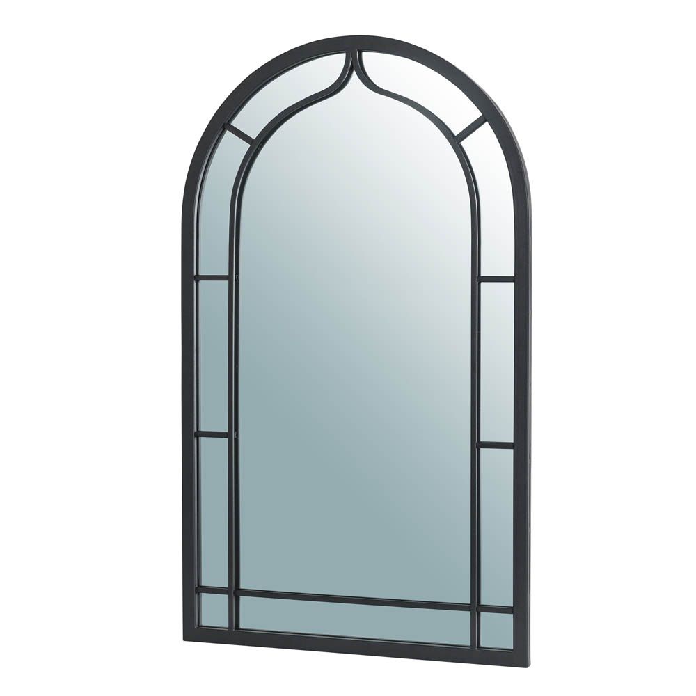 [official] Glitzhome 33.07"h Large Black Metal Framed Arched Wall Mirror Inside Black Metal Arch Wall Mirrors (Photo 1 of 15)