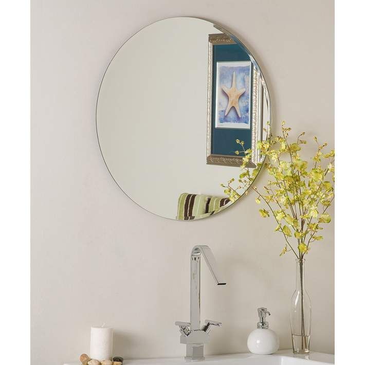 Ophelia 23 1/2" Round Frameless Beveled Wall Mirror – #58m70 | Lamps With Regard To Thornbury Oval Bevel Frameless Wall Mirrors (Photo 9 of 15)