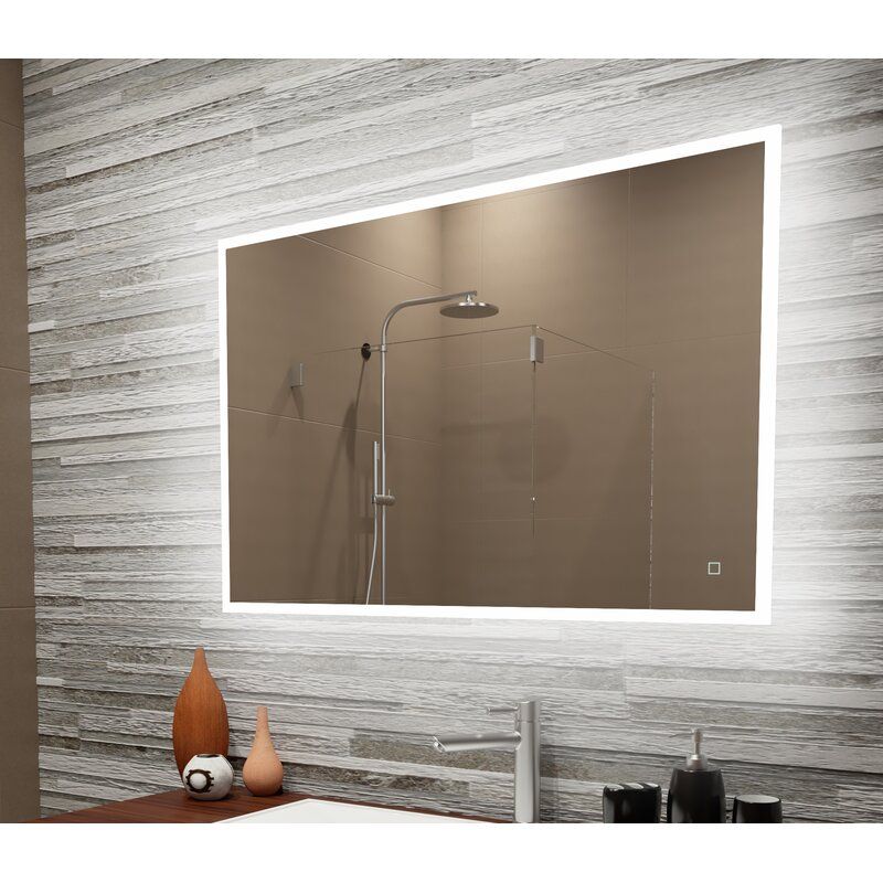 Orren Ellis Gennifer Reflection Dimmable Led Lighted Frosted Edge Inside Edge Lit Led Wall Mirrors (View 13 of 15)