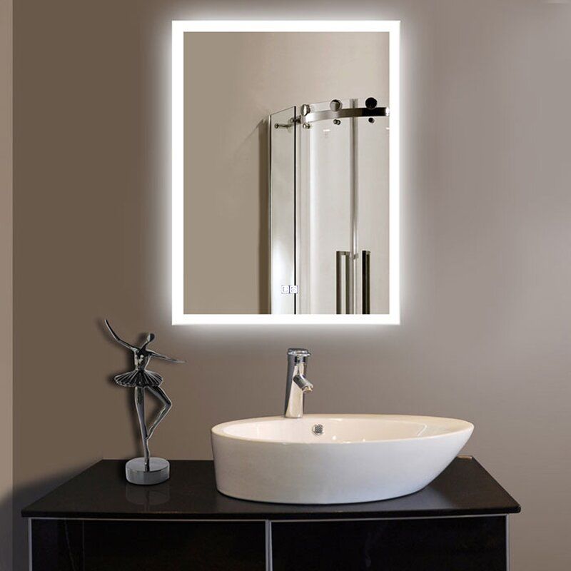 Orren Ellis Laniel Halo Lighted Led Bathroom / Vanity Mirror & Reviews Regarding Led Backlit Vanity Mirrors (Photo 14 of 15)