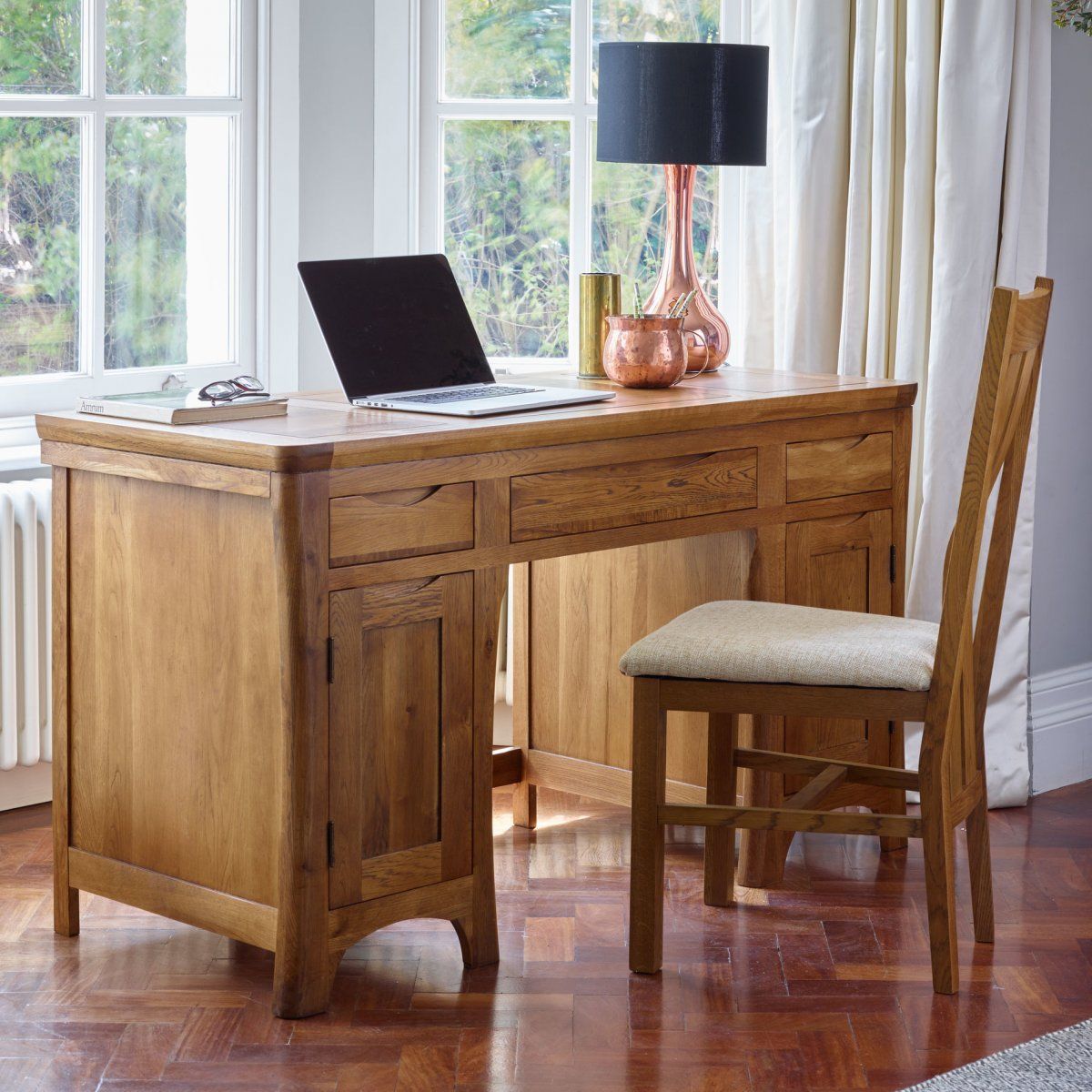 Orrick Computer Desk | Rustic Solid Oak | Oak Furniture Land Within Farmhouse Mission Oak Wood Laptop Desks (View 3 of 15)