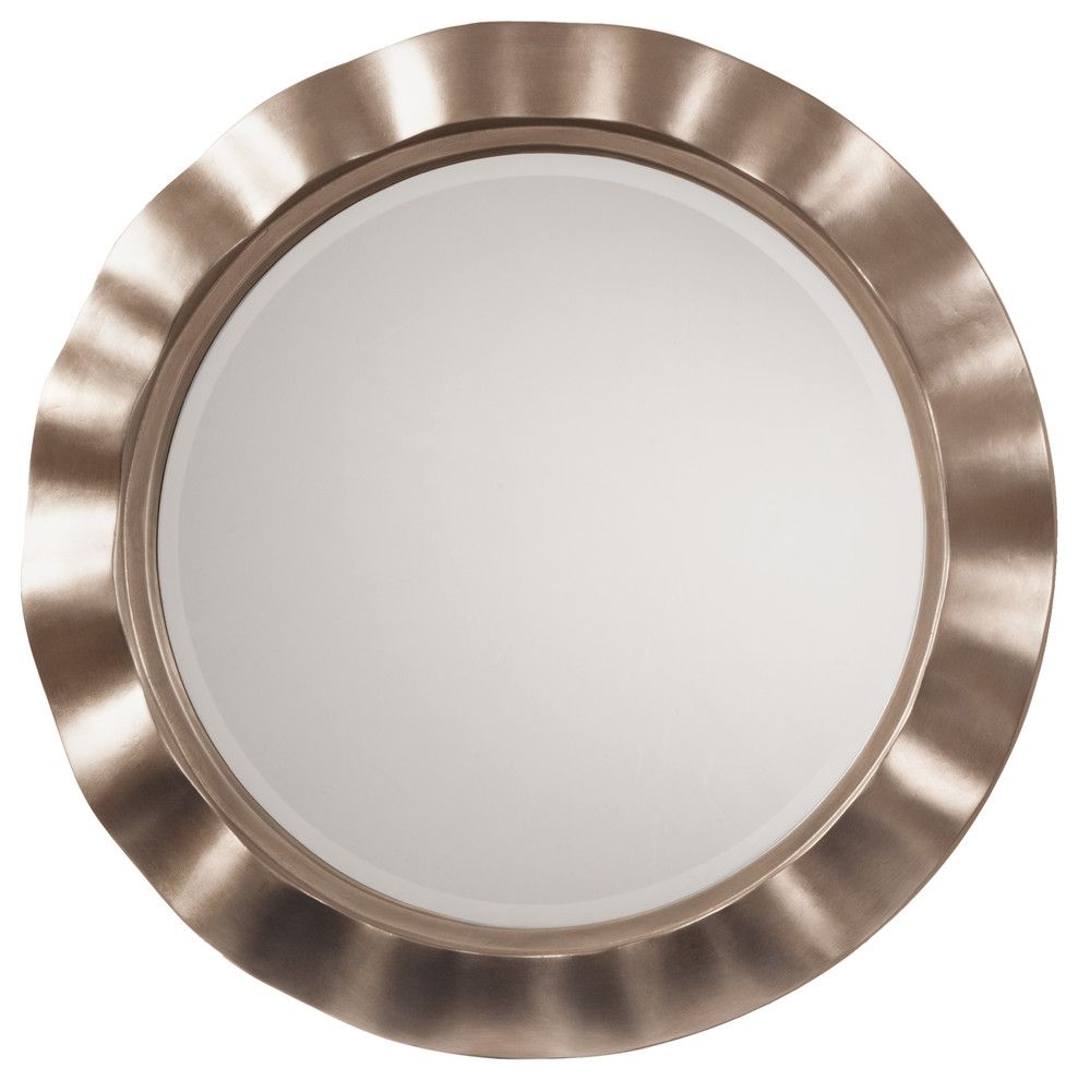 Osp Cosmos Beveled Wall Mirror With Brushed Silver Round Wavy Frame With Brushed Nickel Round Wall Mirrors (View 11 of 15)