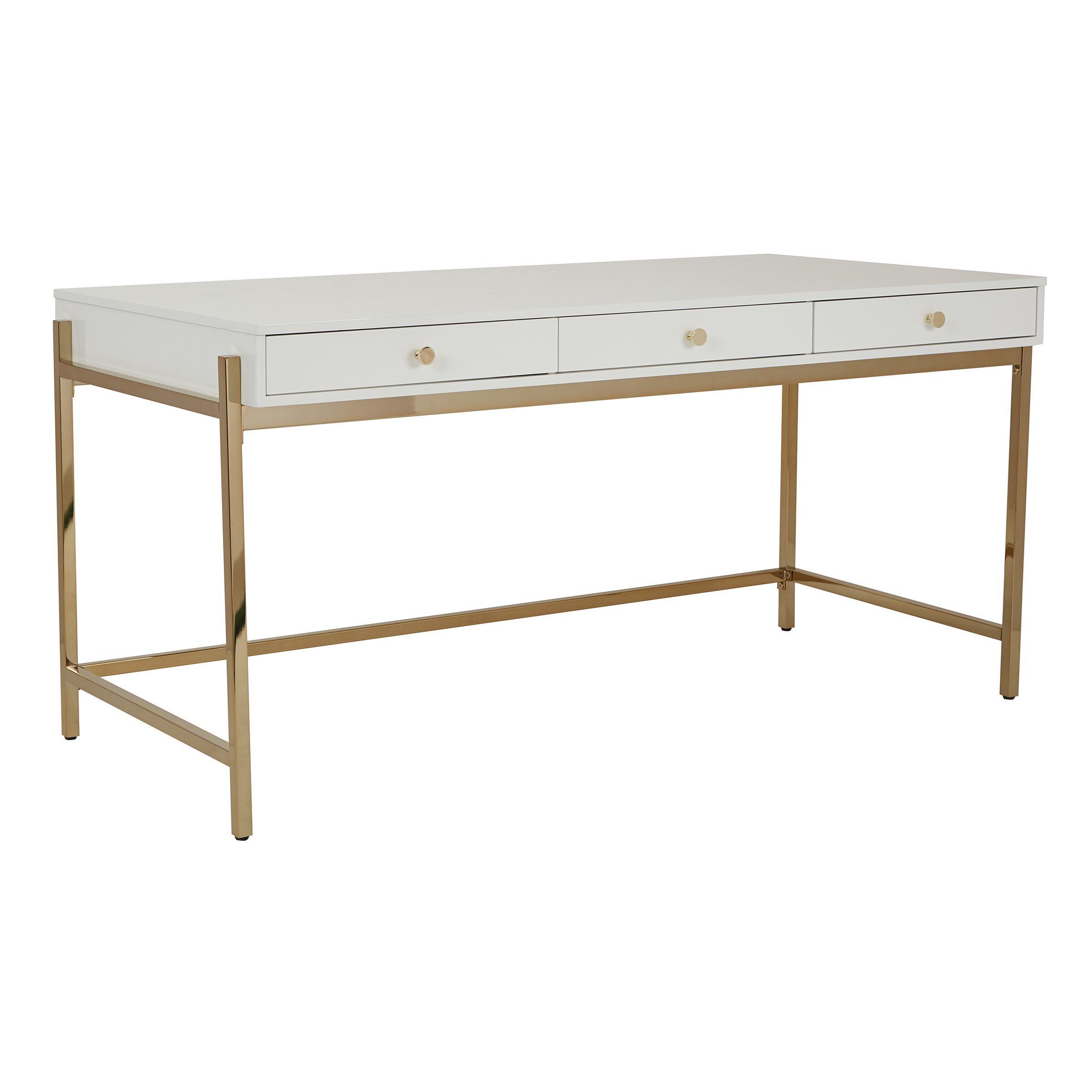 Osp Designs Ashleigh Writing Desk | Home Office Furniture, Furniture Pertaining To White And Gold Writing Desks (View 10 of 15)