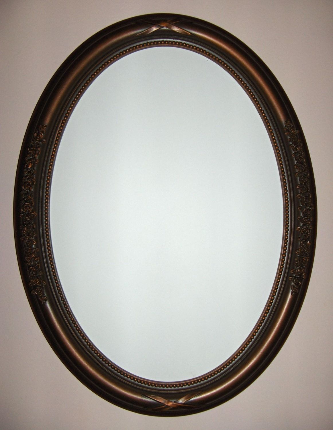Oval Mirror With Oil Rubbed Bronze Color Frame. Bathroom With Ceiling Hung Oiled Bronze Oval Mirrors (Photo 12 of 15)