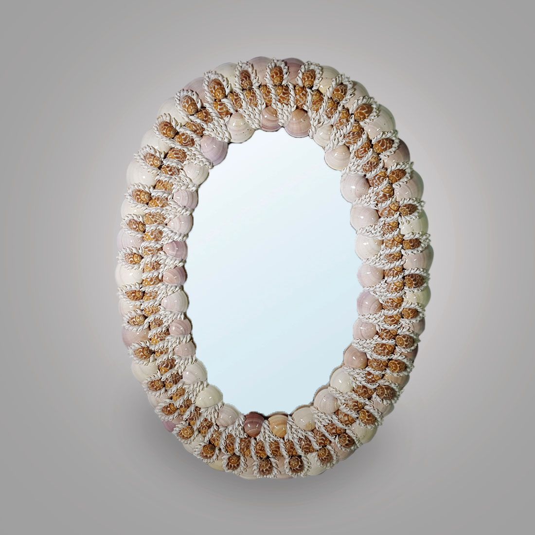 Oval Sea Shell Wall Mirror – Beautiful Handicraft Home Decor Piece Intended For Shell Wall Mirrors (View 12 of 15)