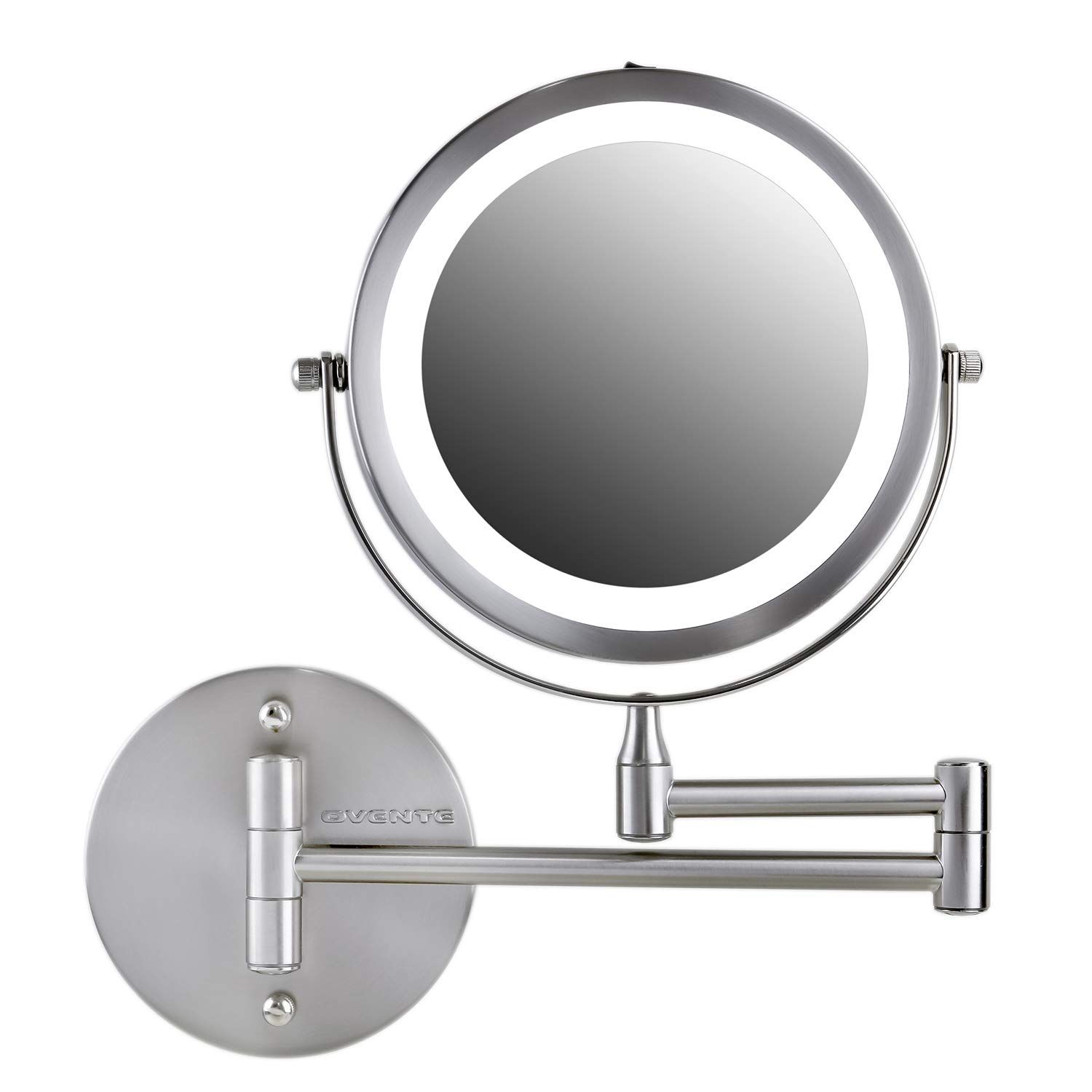 Ovente Lighted Wall Mount Makeup Mirrors 7 Inch 1x 10x Magnification Pertaining To Single Sided Polished Nickel Wall Mirrors (View 3 of 15)