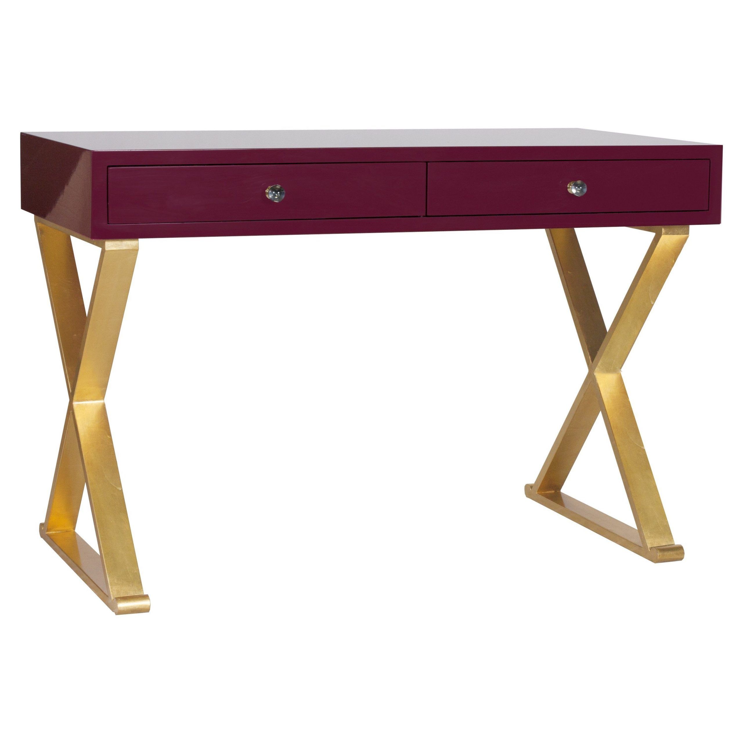 Oxblood Lacquer Desk With Gold Leaf Base #interiordesign #desks # For Lacquer And Gold Writing Desks (Photo 2 of 15)
