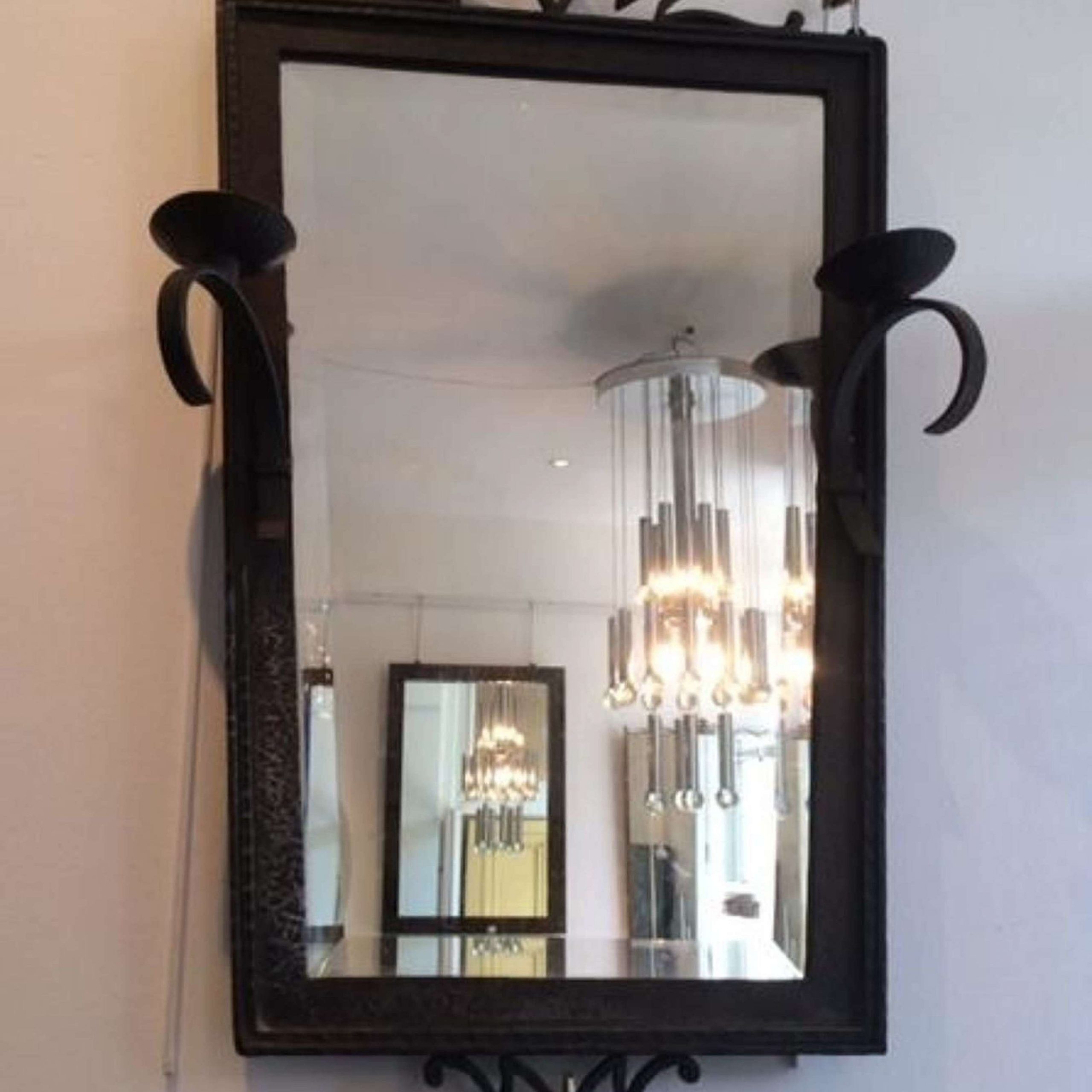 Pair Of Wrought Iron Framed Mirrors In Antique Wall Mirrors For Antique Iron Round Wall Mirrors (View 11 of 15)