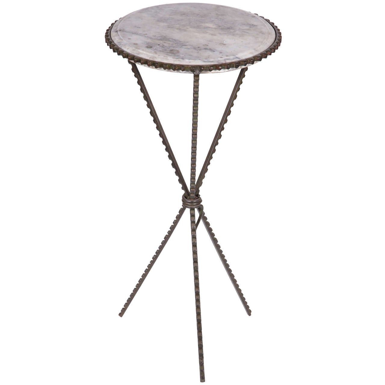 Pair Of Wrought Iron Round End Tables With Marble Tops At 1stdibs With Regard To Iron And White Marble Desks (View 10 of 15)