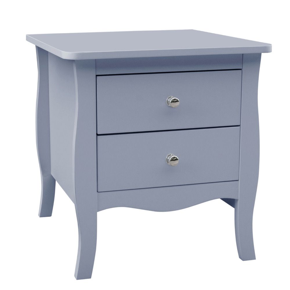 Paris Grey Wooden 2 Drawer Bedside Table With Regard To Brushed Antique Gray 2 Drawer Wood Desks (View 5 of 15)