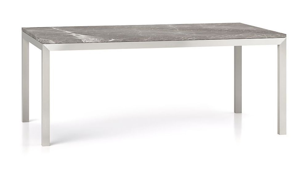 Parsons Grey Marble Top/ Stainless Steel Base 72x42 Dining Table Within Stainless Steel And Gray Desks (View 8 of 15)