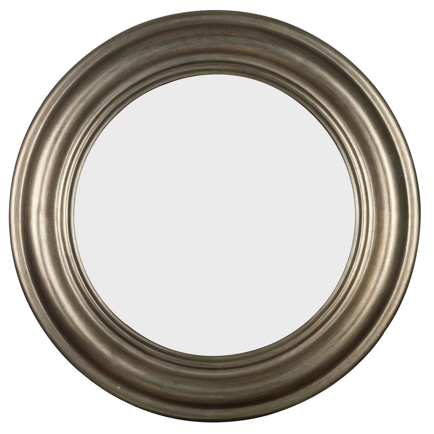 Pasco Round Antique Silver Wall Mirror – 13925218 – Overstock Pertaining To Silver Leaf Round Wall Mirrors (View 14 of 15)