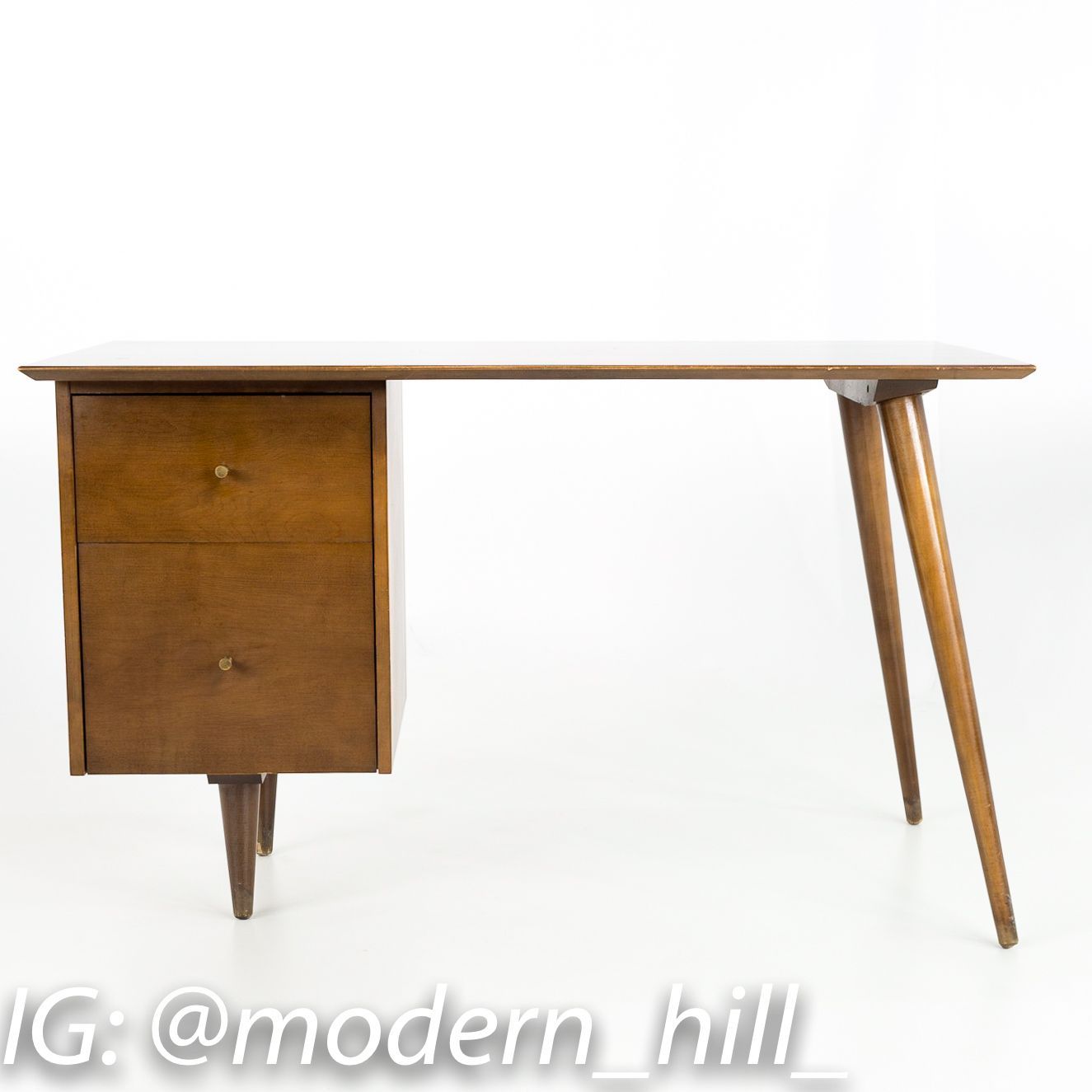 Paul Mccobb For Planner Group Mid Century Tobacco Finish Single Sided Throughout Tobacco Modern Nested Office Desks (Photo 1 of 15)