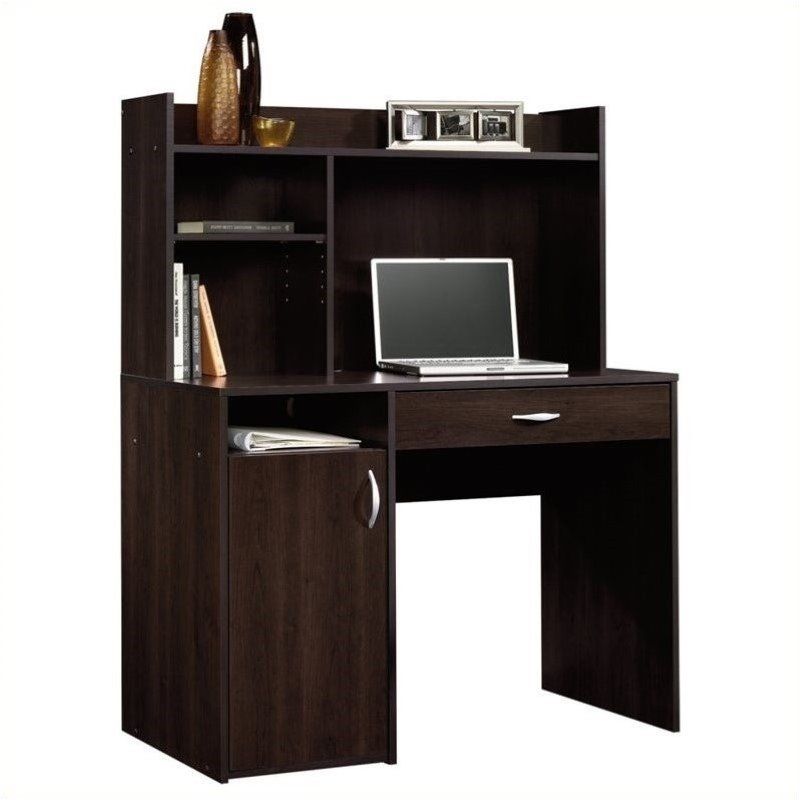Pemberly Row Desk With Hutch In Cinnamon Cherry – Pr 437579 Within Black And Cinnamon Office Desks (View 2 of 15)