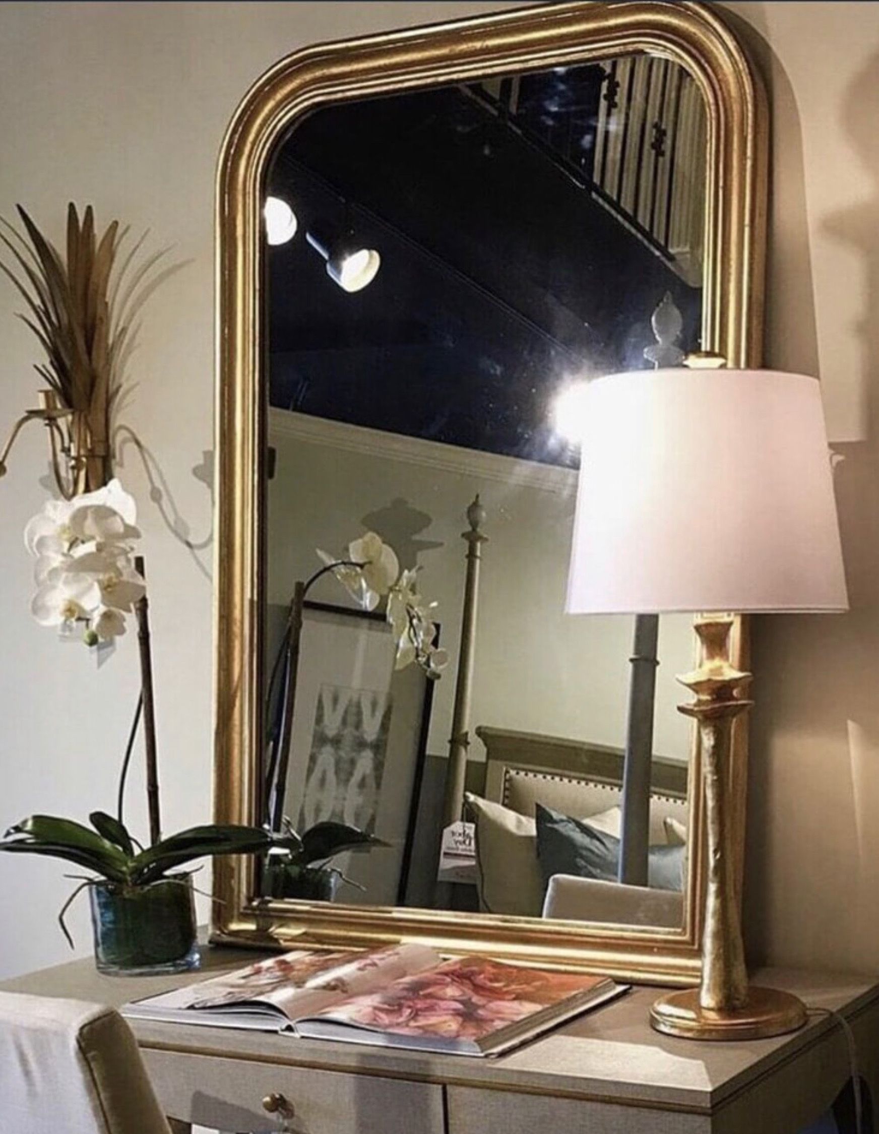 Pinjoy Rauls On Master Bedroom | Mirror, Wood Mirror, Gold Leaf Inside Farmhouse Woodgrain And Leaf Accent Wall Mirrors (View 3 of 15)