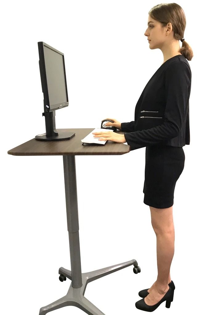 Pneumatic Sit Stand Mobile Desk Portable Gas Lift Height Adjustable With Adjustable Electric Lift Desks (View 10 of 15)
