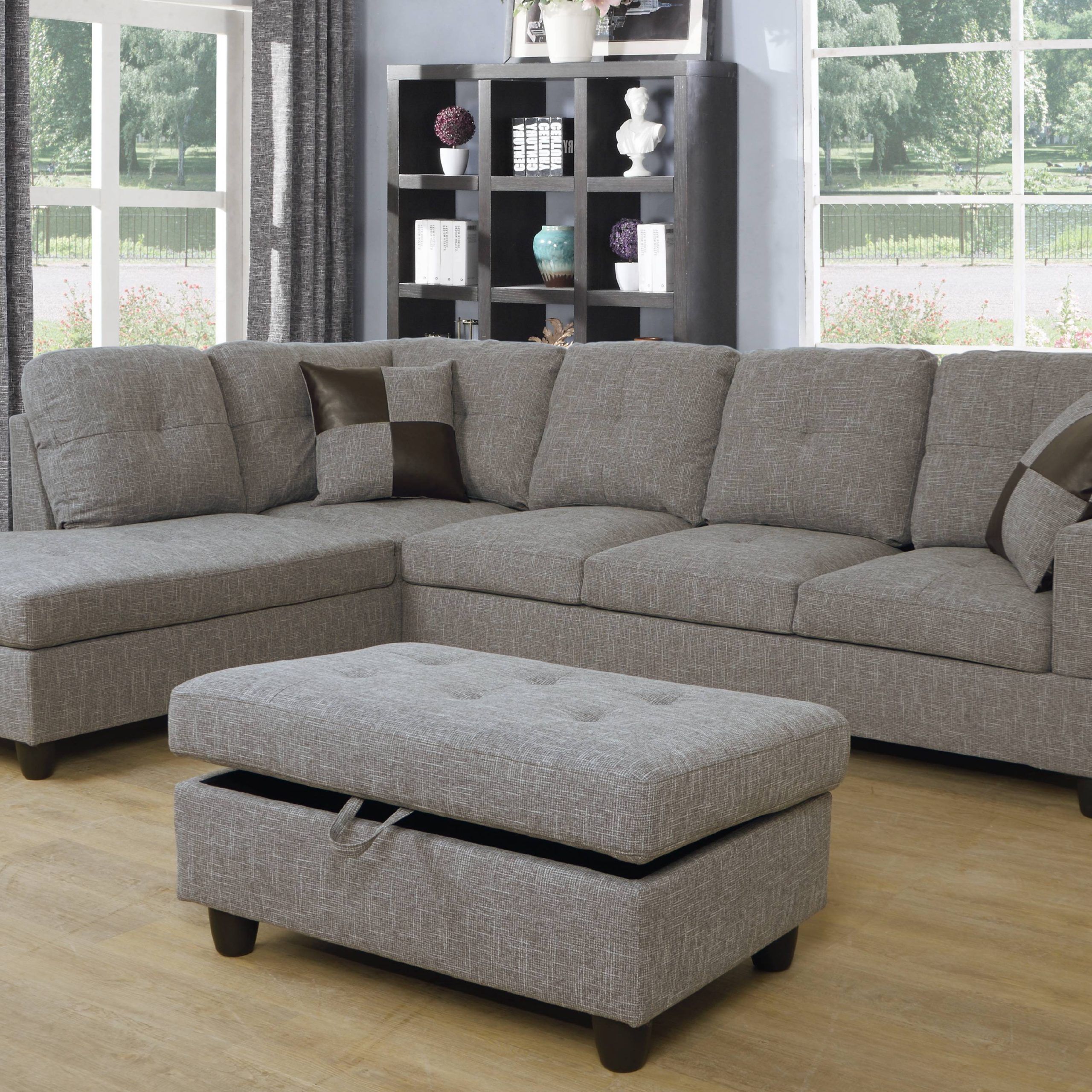 Ponliving Furniture L Shape Sectional Sofa Set With Storage Ottoman Regarding Rustic Brown Sectional Corner Desks (View 2 of 15)