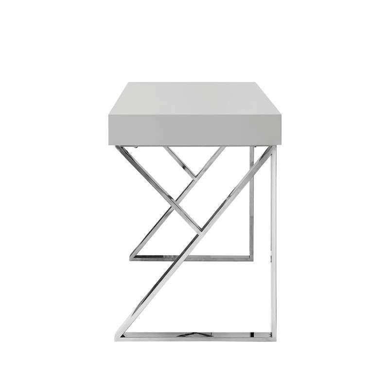 Posh Dianna 2 Drawer Writing Desk With Stainless Steel Legs In Light Pertaining To Gray And Gold 2 Drawer Desks (View 13 of 15)