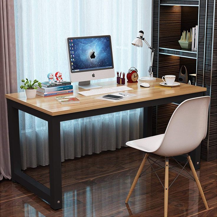 Professional Office Desk Wood & Steel Table Modern Plain Lap Desk Pertaining To Black Wood And Metal Office Desks (Photo 15 of 15)