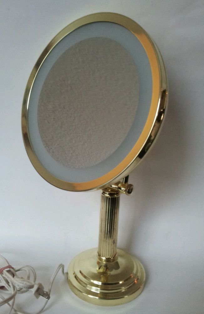 Protronics Standing Gold Lighted Magnification Mirror – 15 Inch In Gold Led Wall Mirrors (View 9 of 15)