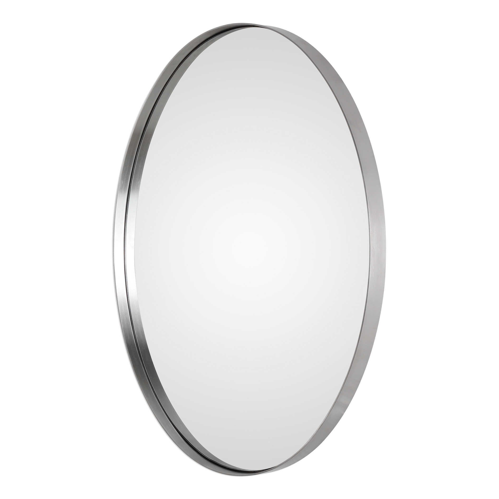 Pursley Brushed Nickel Oval Mirroruttermost 50cm X 76cm Inside Brushed Nickel Round Wall Mirrors (View 3 of 15)