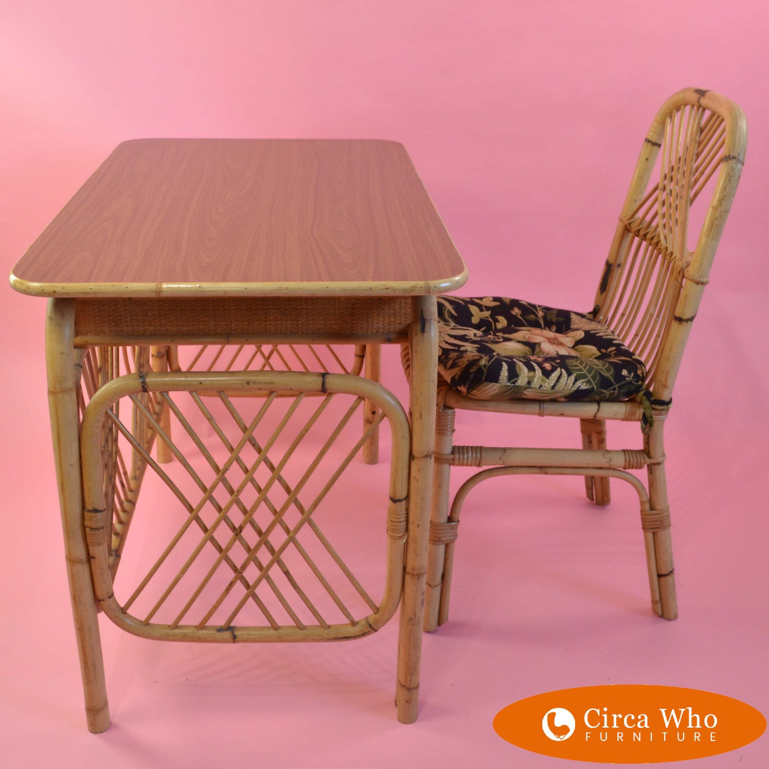 Rattan Desk With Chair | Circa Who Inside Bamboo And Vintage Cream Desks (View 15 of 15)