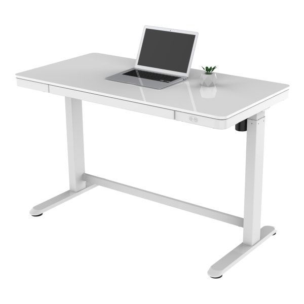 Realspace 48"w Electric Height Adjustable Standing Desk, White In 2021 With White Adjustable Stand Up Desks (View 6 of 15)