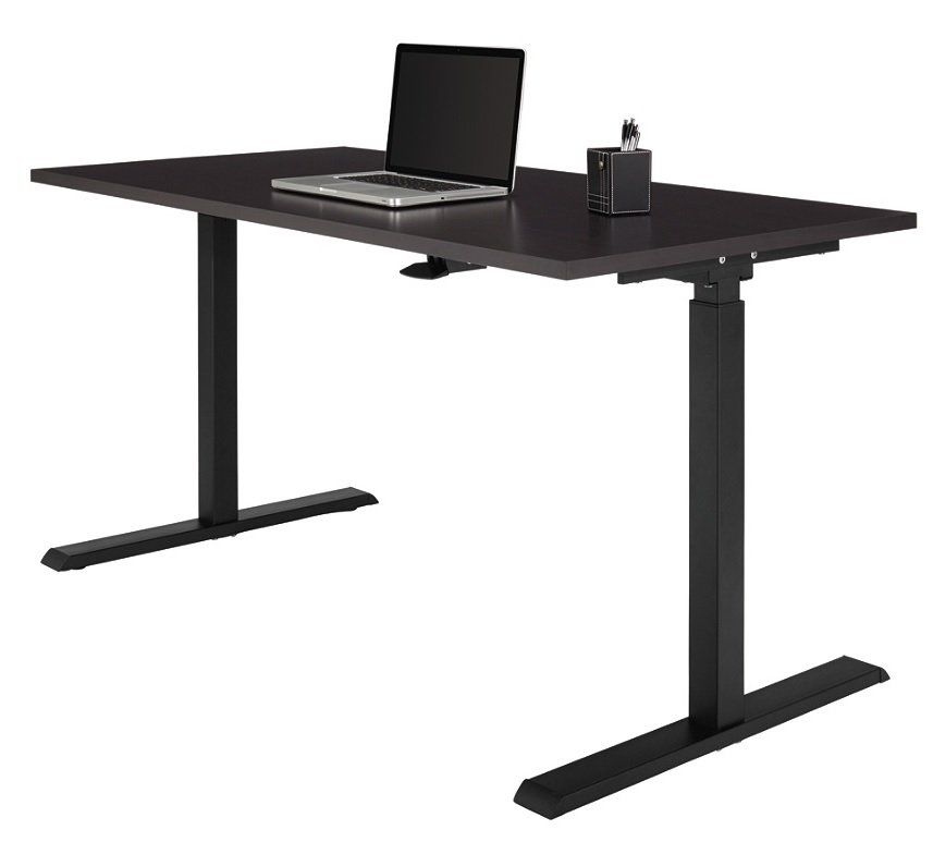 Realspace Magellan Pneumatic Stand Up Height Adjustable Desk, Espresso With Regard To Espresso Adjustable Laptop Desks (View 2 of 15)