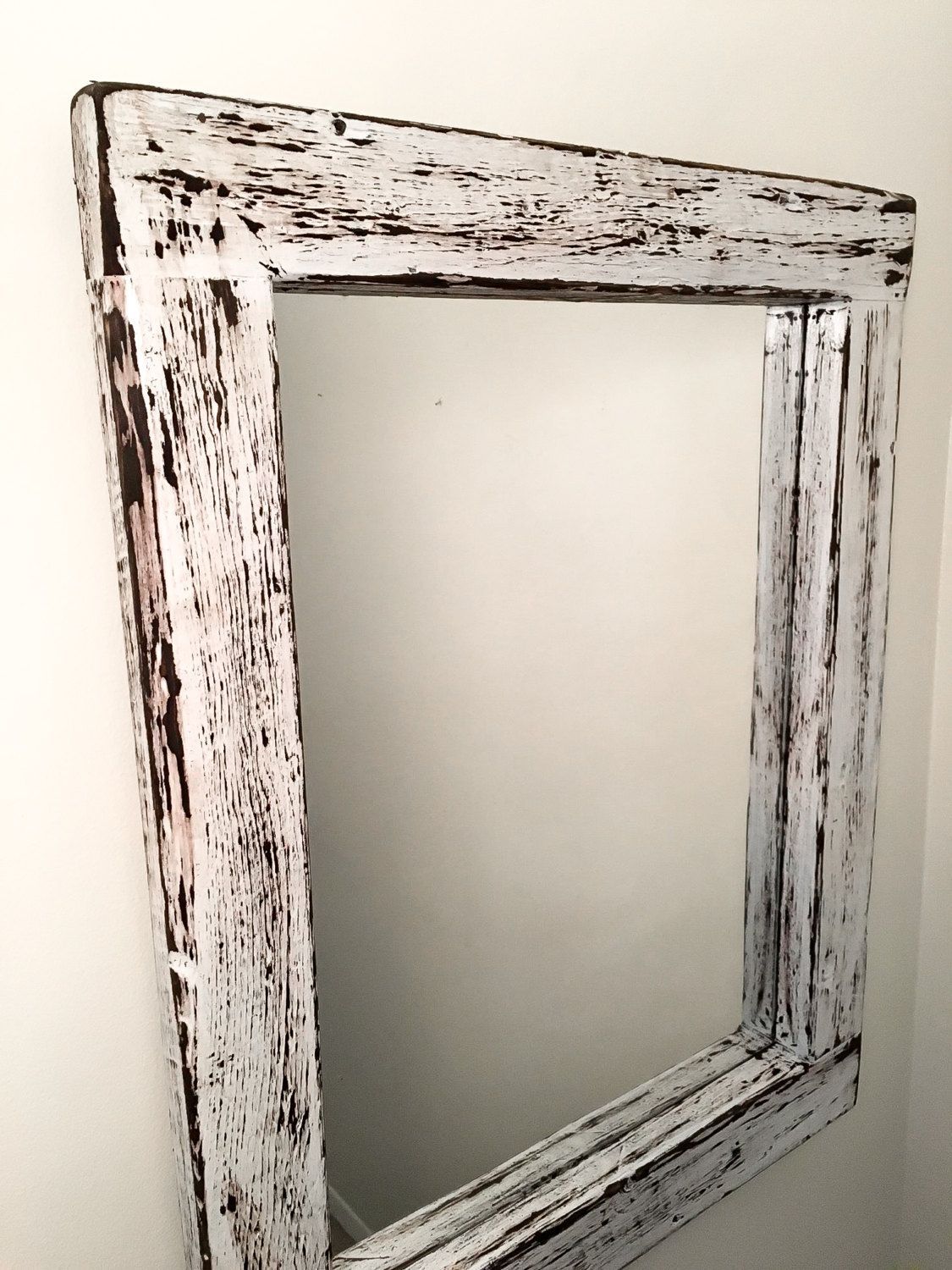 Reclaimed Barn Wood Rustic Wall Mirror / Weathered White / White Washed Regarding White Wood Wall Mirrors (Photo 12 of 15)