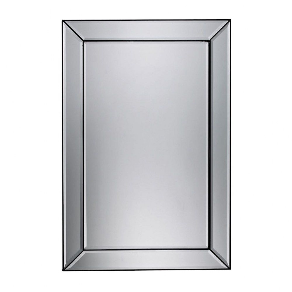 Rectangular Beveled Wall Mirror With Black Linear Accents Made Of Glass For Clear Wall Mirrors (Photo 9 of 15)