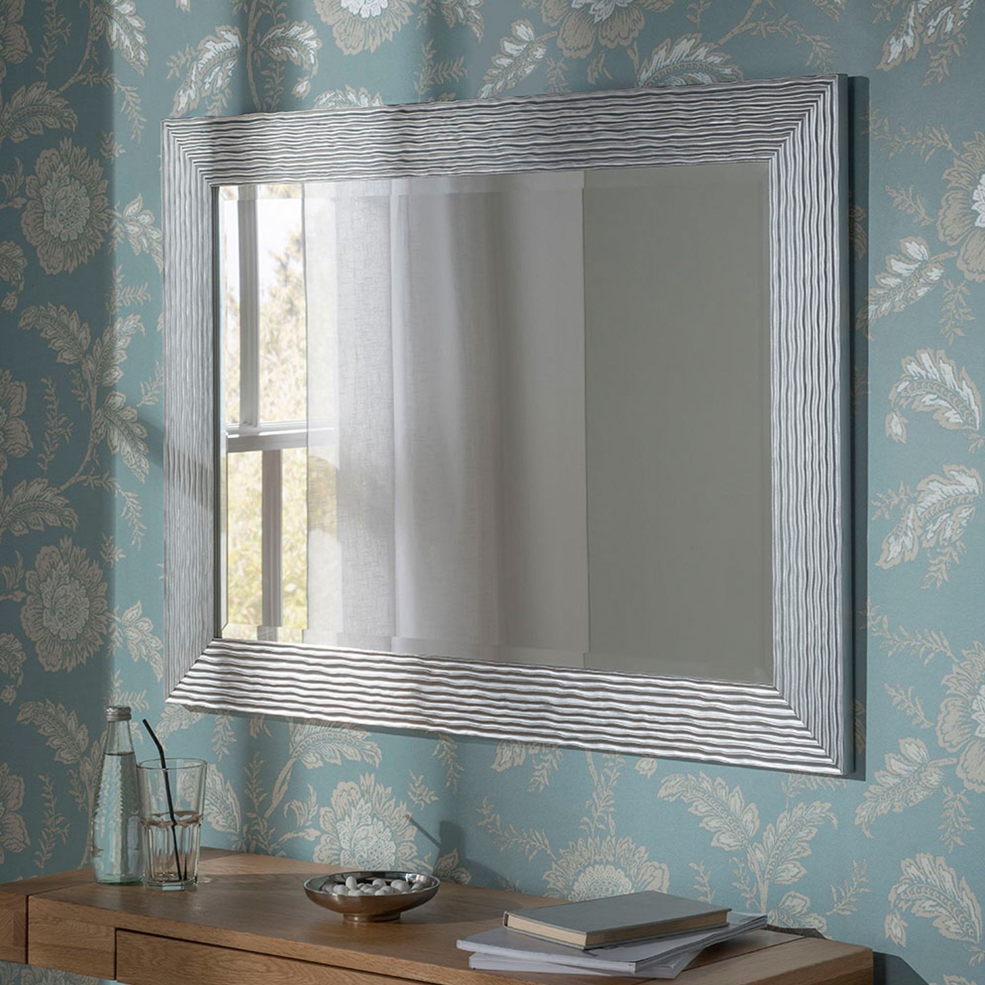 Rectangular Silver Decorative Mirror | Decorative Mirrors Within Rectangular Grid Wall Mirrors (View 9 of 15)