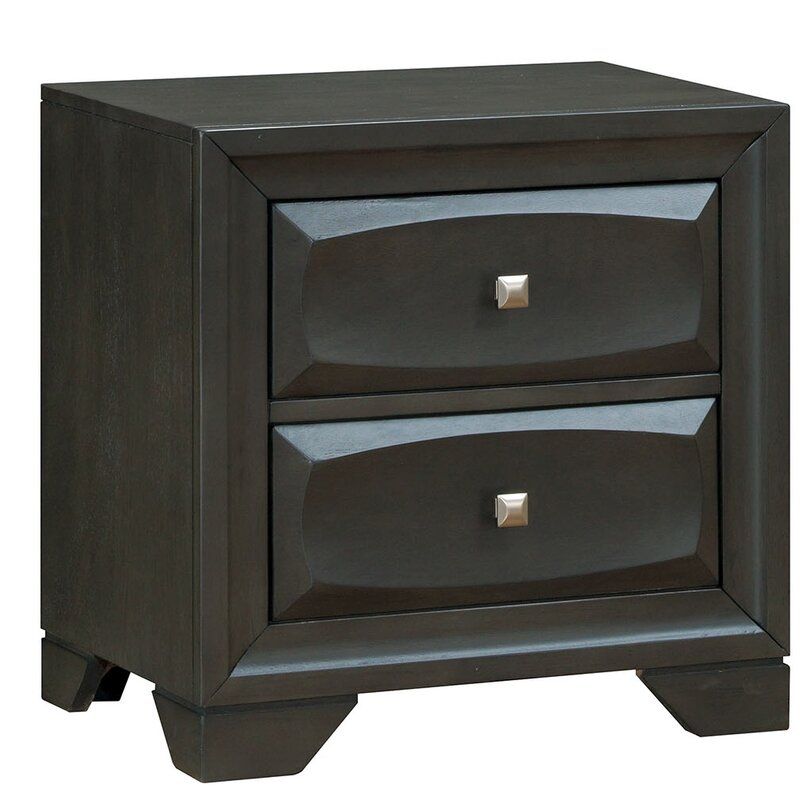 Red Barrel Studio® Tamra 2 – Drawer Solid Wood Nightstand In Antique In Brushed Antique Gray 2 Drawer Wood Desks (View 4 of 15)