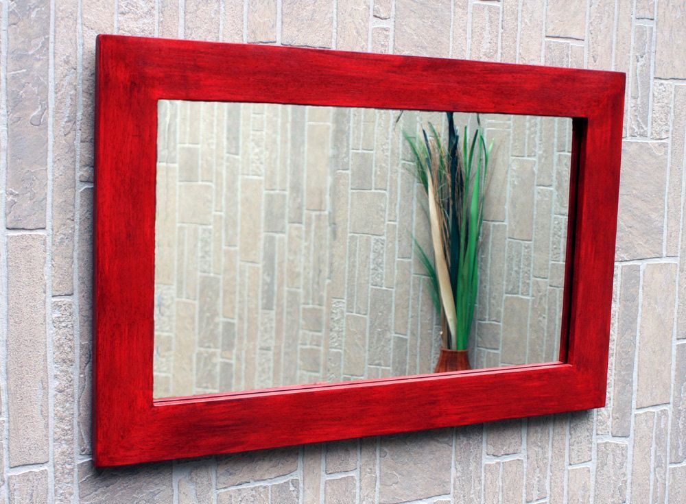 Red Framed Mirror. Antique Red Framed Mirror (View 13 of 15)