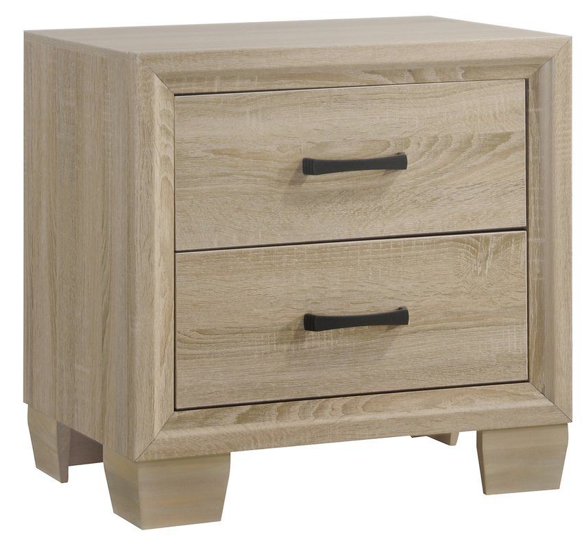 Robey 2 – Drawer Nightstand In White Washed Oak/matte Black | White Pertaining To Matte White 3 Drawer Wood Desks (View 7 of 15)