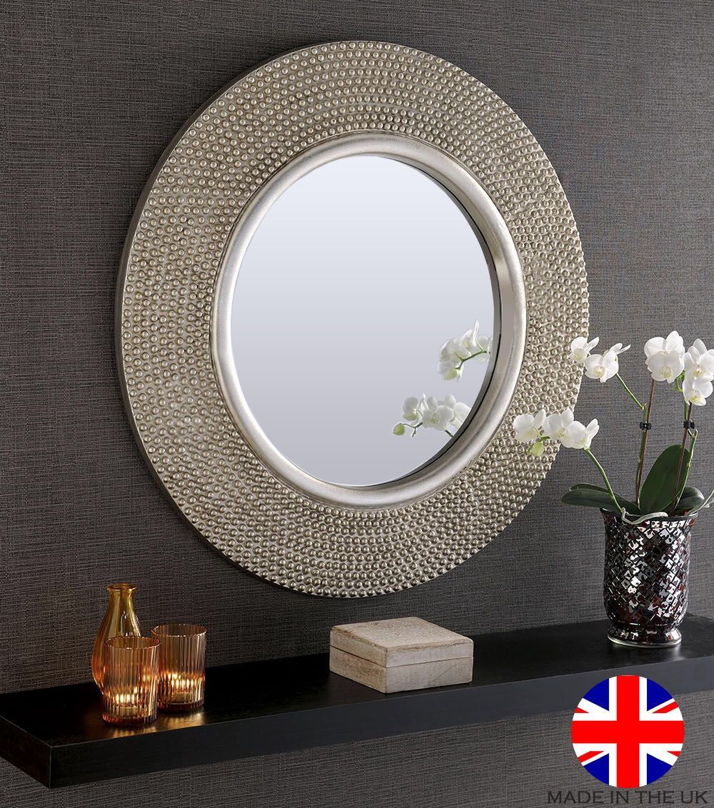 Rome Large Round New Wall Mirror Modern Silver Frame Art Deco Antique With Regard To Round Modern Wall Mirrors (View 1 of 15)