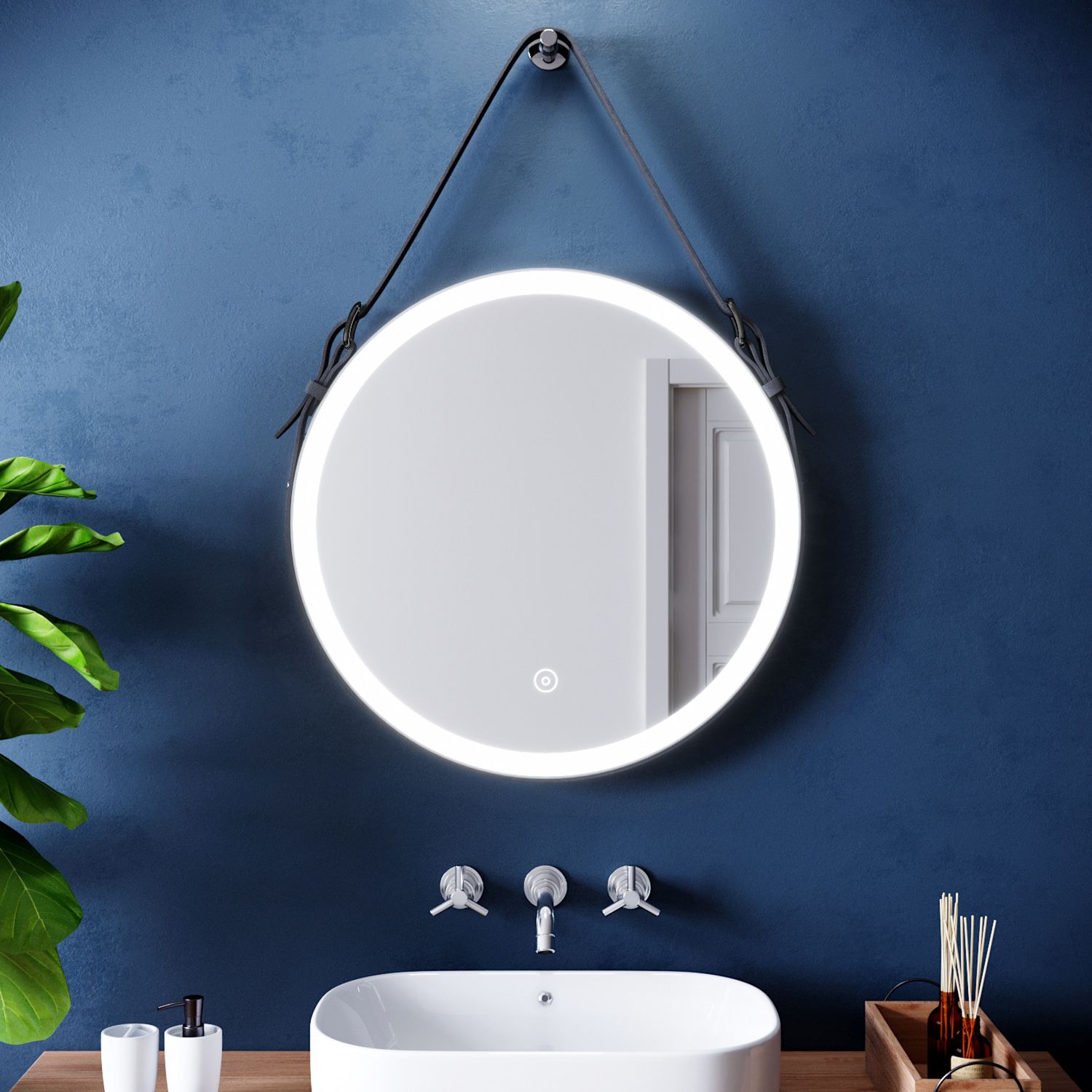 Round Led Illuminated Bathroom Mirror With Demister Modern Designer Intended For Round Backlit Led Mirrors (View 1 of 15)